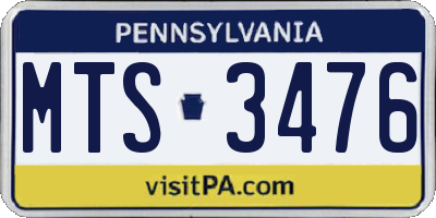 PA license plate MTS3476