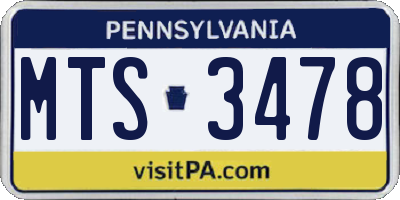 PA license plate MTS3478