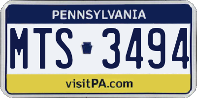PA license plate MTS3494