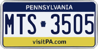 PA license plate MTS3505