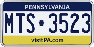 PA license plate MTS3523