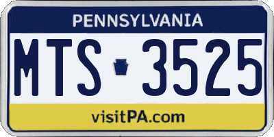 PA license plate MTS3525