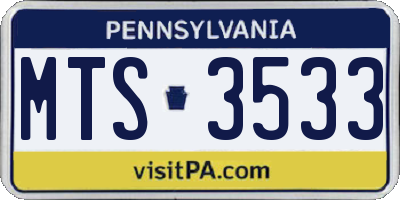 PA license plate MTS3533