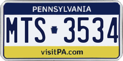 PA license plate MTS3534