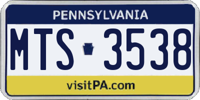 PA license plate MTS3538
