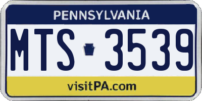 PA license plate MTS3539