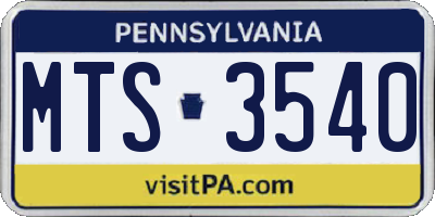 PA license plate MTS3540