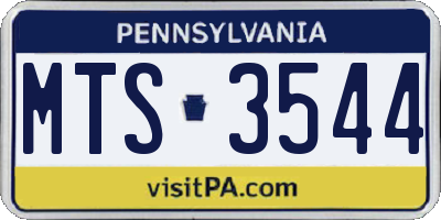 PA license plate MTS3544