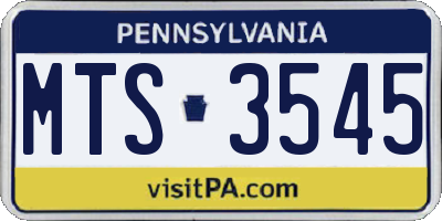 PA license plate MTS3545
