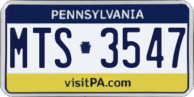 PA license plate MTS3547