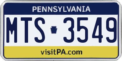 PA license plate MTS3549