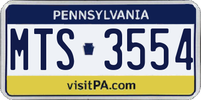 PA license plate MTS3554