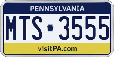 PA license plate MTS3555