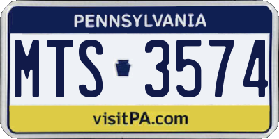 PA license plate MTS3574