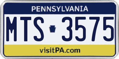 PA license plate MTS3575
