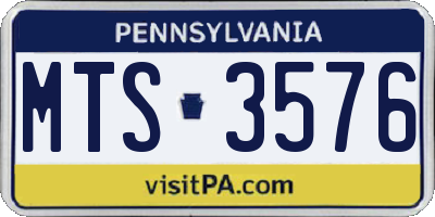 PA license plate MTS3576