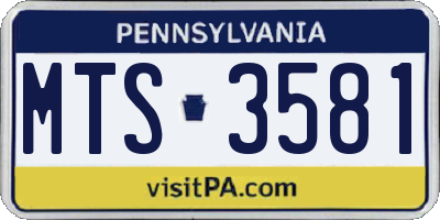 PA license plate MTS3581