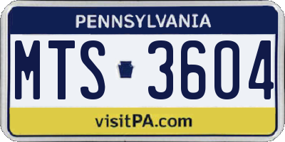 PA license plate MTS3604