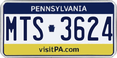 PA license plate MTS3624