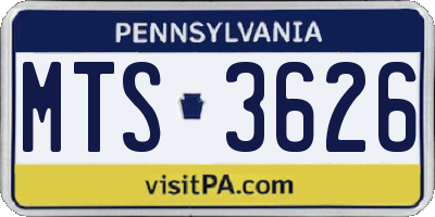 PA license plate MTS3626