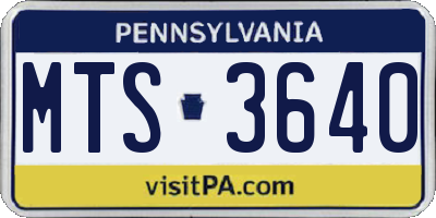 PA license plate MTS3640