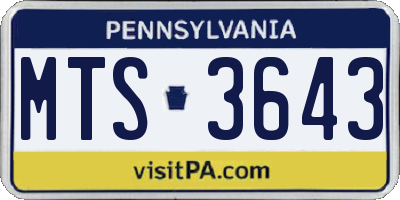 PA license plate MTS3643