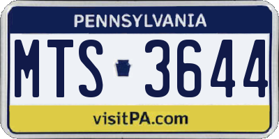 PA license plate MTS3644