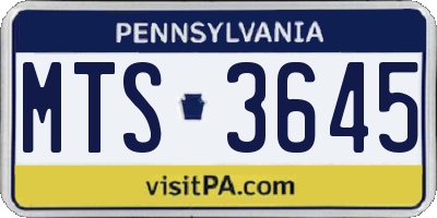 PA license plate MTS3645