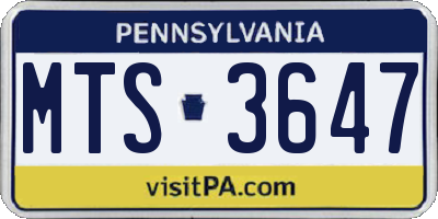 PA license plate MTS3647