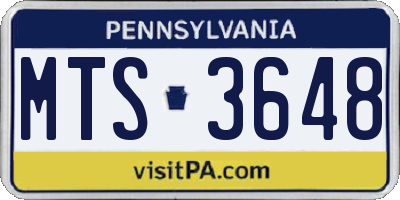 PA license plate MTS3648