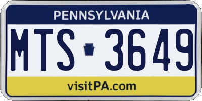 PA license plate MTS3649