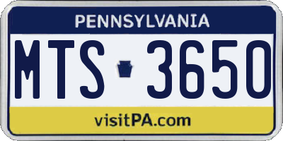 PA license plate MTS3650