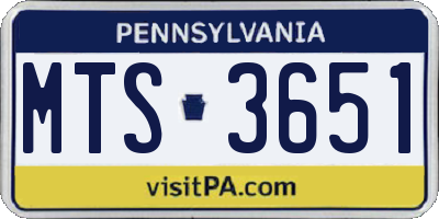 PA license plate MTS3651