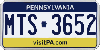 PA license plate MTS3652