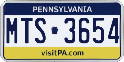 PA license plate MTS3654
