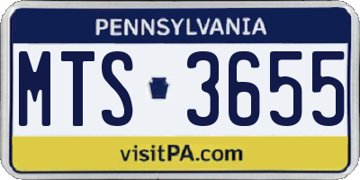 PA license plate MTS3655