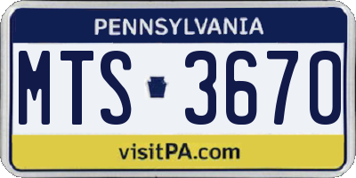 PA license plate MTS3670