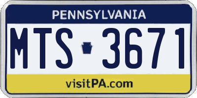 PA license plate MTS3671