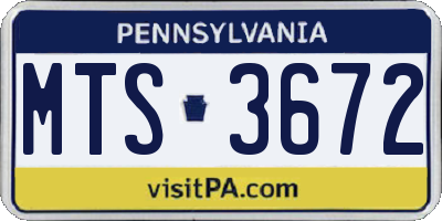 PA license plate MTS3672