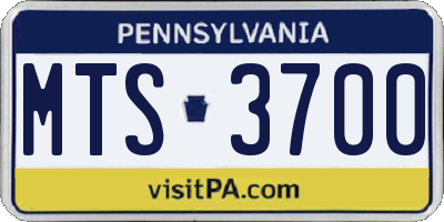PA license plate MTS3700