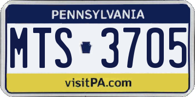 PA license plate MTS3705