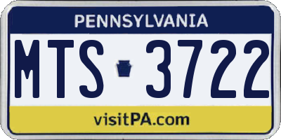 PA license plate MTS3722