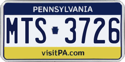 PA license plate MTS3726