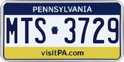 PA license plate MTS3729