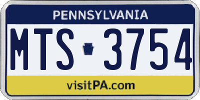 PA license plate MTS3754