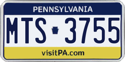 PA license plate MTS3755