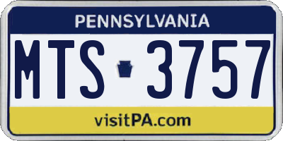 PA license plate MTS3757