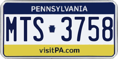PA license plate MTS3758