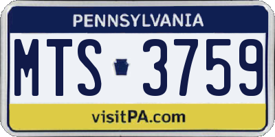 PA license plate MTS3759