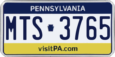 PA license plate MTS3765